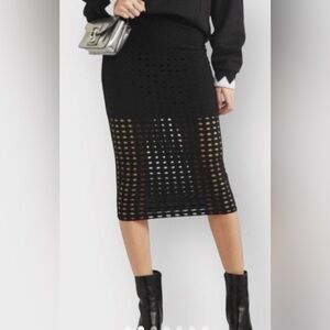 T by Alexander Wang  Circular Fish Net Black Midi Skirt size M